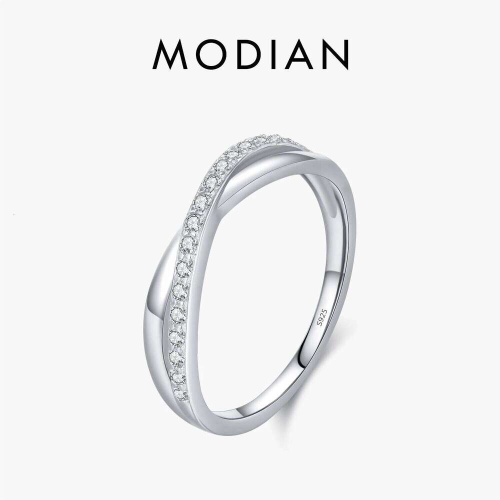 MODIAN 925 Sterling Silver Geometric X Shape Finger Rings Trendy Stackable Vacation Ring For Women Fine Jewelry H260312