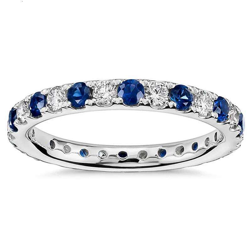 Huitan Round Thin with Blue/White CZ Stone for Women Simple Stylish Accessories Daily Wear Exquisite Girls Rings Jewelry H260312