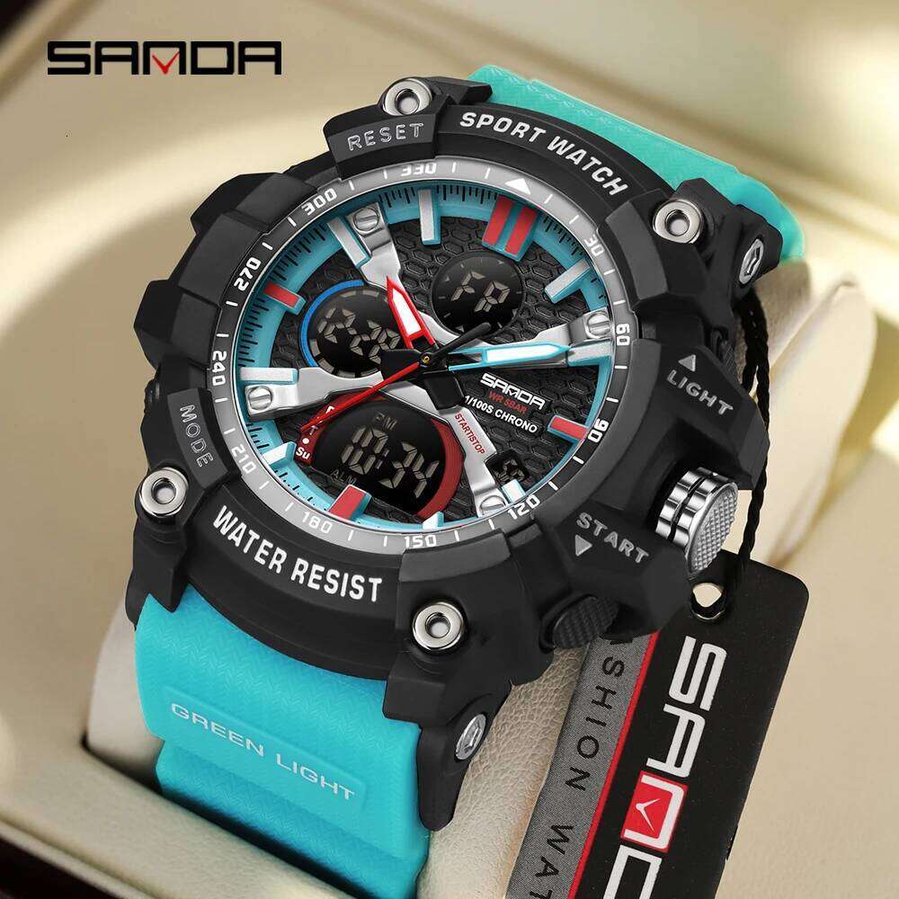 SANDA 3366 Fashion G Style Sports Multi functional Waterproof Calendar Night Light Men's Electronic Watch
