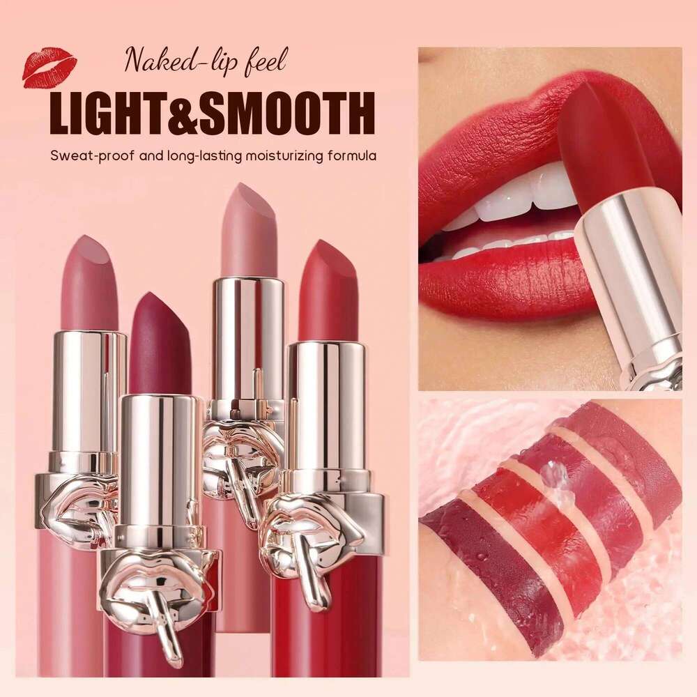Long Lasting Velvet Lipstick Creamy Moisturizing Waterproof Non Stick Cup Rich Color 6 Shades Smooth Lip Makeup Women W260311
