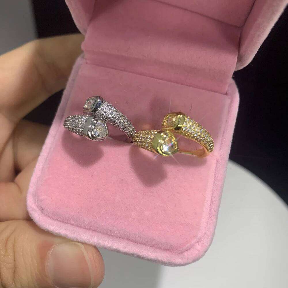 Geometric Rectangle Heart Shaped Micro Paved 5A Sparking Cubic Zirconia CZ Open Adjusted Women Pinky Rings H260312