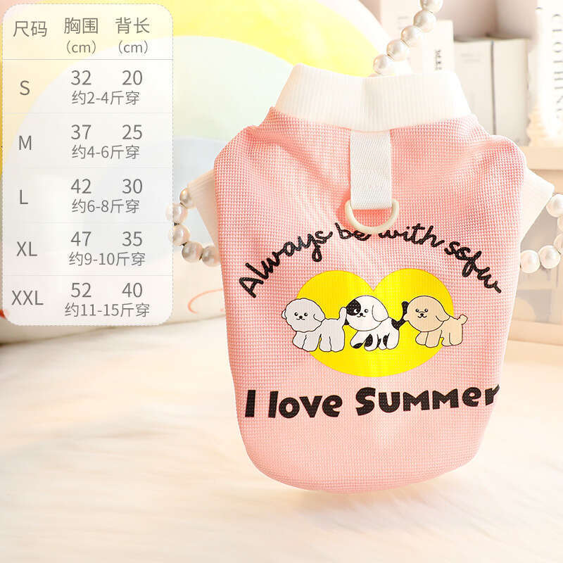 Clothes Spring Summer Thin Cat Leash Puppy Printed T-Shirt Vest Small Dog Teddy Pet 6738