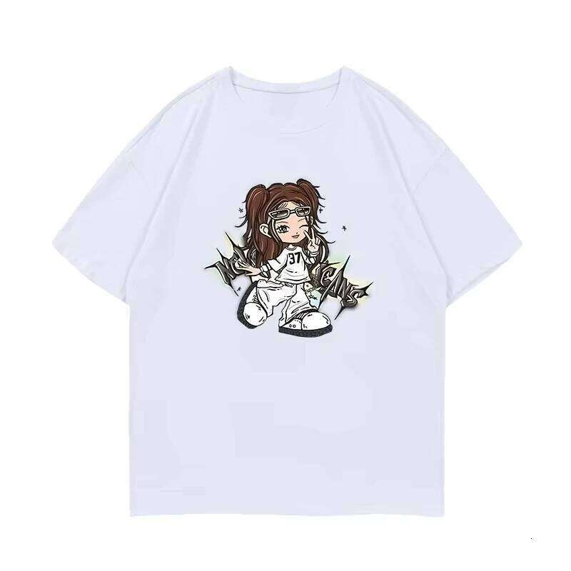 Summer Cotton Oversized Lee Hye-in, Kang Hailin, Mo Ji-hye, Kim Min-ji and Van Ok-shin Same Print T-Shirt by NewJeans Z260312