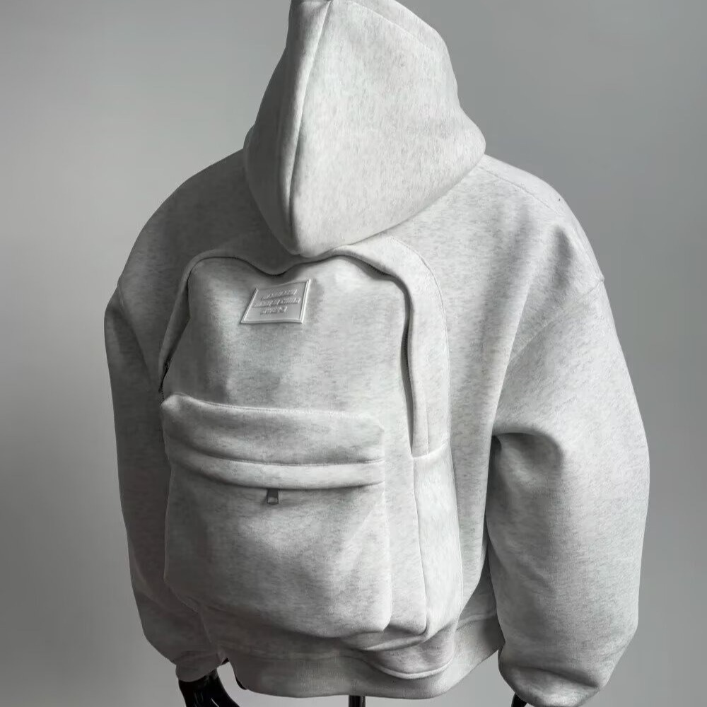 Autumn New Style Trendy Brand Versatile Three-dimensional Back Design Hooded Cardigan Jacket In Designer Hoodie Heather Gray For Men