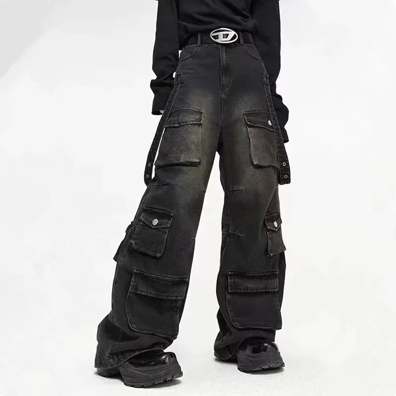 Y2K Streetwear Multiple Pockets Baggy Cargo Jeans Pants For Men Clothing Vintage Loose Women Denim Trousers Pantalon Homme 260310