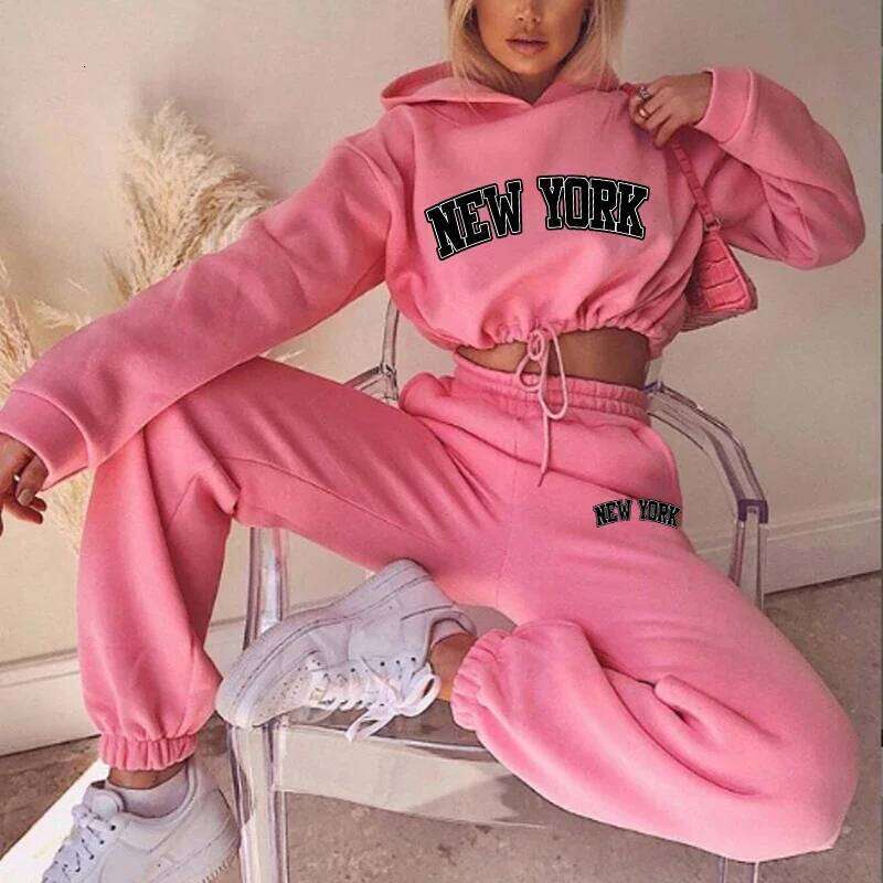 Womens 2 Pieces Suit Hooded Print Pullover Tracksuit Set Drawstring Short Sweatshirts Casual Sweatpants Sports Home Clothing C260312