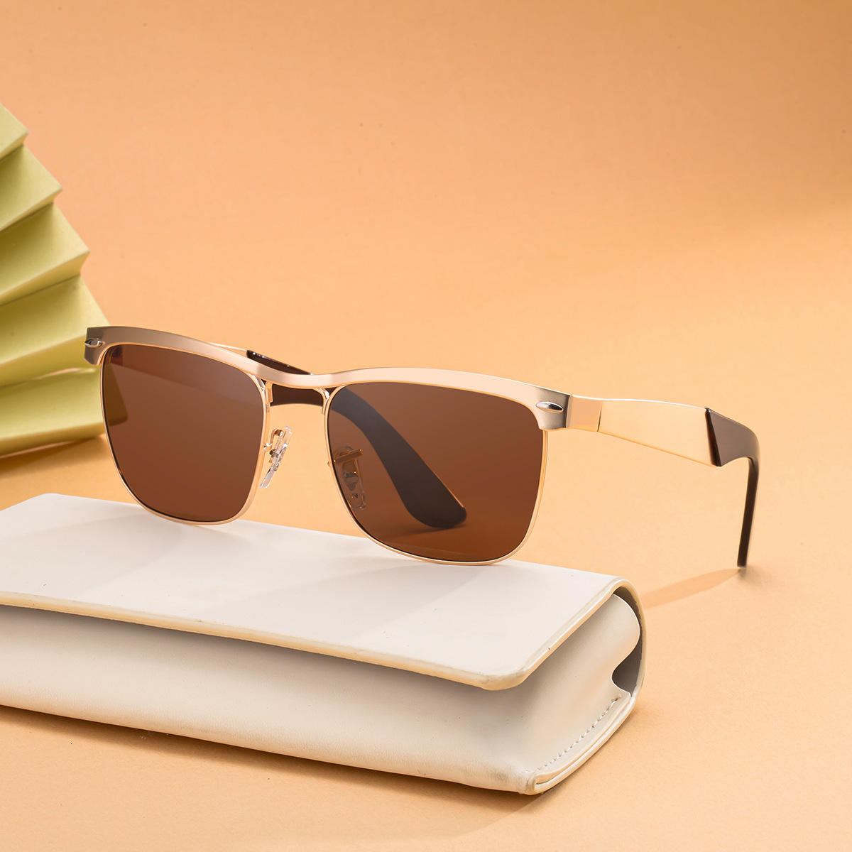 2026 New Fashion Square Frame Polarized with Stainless Steel Legs Outdoor Sun Protection Sunglasses for Men