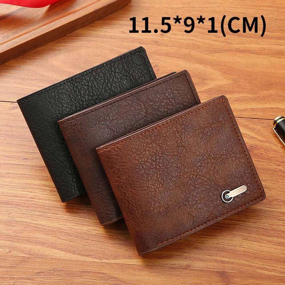 Men Purse Black Wallet Male Business Id Cards Holder Pu Leather Multiple Slot Casual Large Capacity Dollar Coin Money Bags