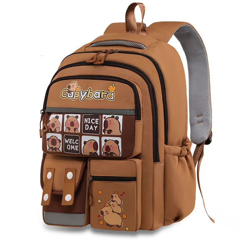 Kawaii Capybara School Backpack 3pcs Girls Bags Set Casual Daypacks Kids Book bag Children Schoolbag Travel 260311