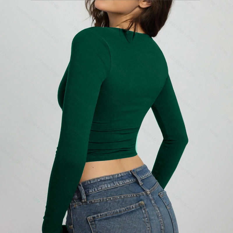 Casual V-Neck Long Sleeve T-Shirt, Soft Comfortable Daily Wear