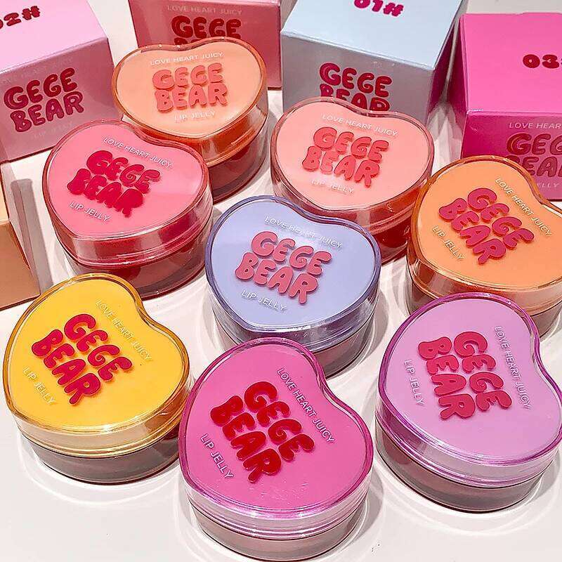 Gege Bear Loveheart Jelly Moisturizing Jam Gloss Honey Brightening Mirror Non Sticky Lip Glaze W260311