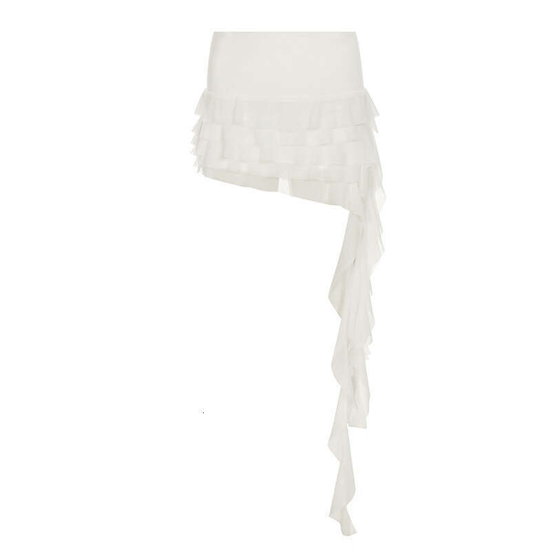 European and American Cross-Border Ribbon Cake Half Bohemian Solid Color Pleated Ruffle Skirt
