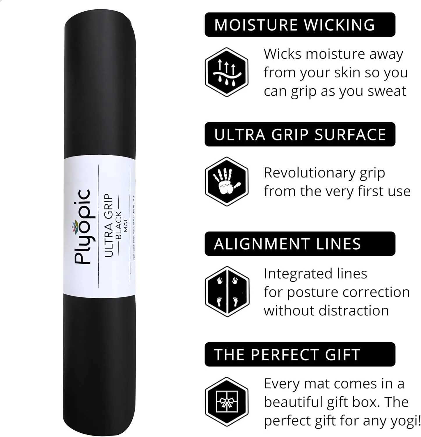 Ultra-Grip Yoga Mat - ExtrEMe Non-Slip for Dry Wet Use Alignment Lines Sweat Resistant for Yoga Pilates Workouts M260312