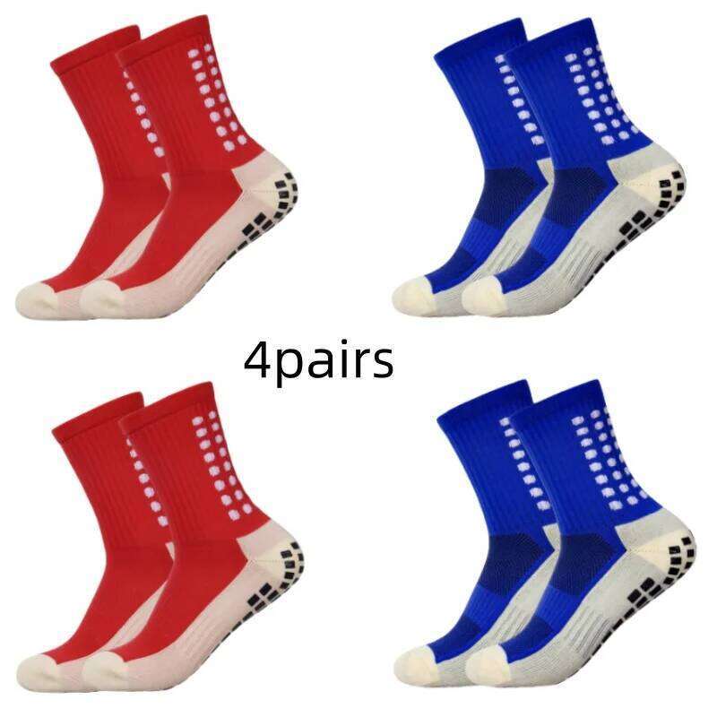 4 pairs of men's soccer non-slip grip pad football basketball socks Z260312