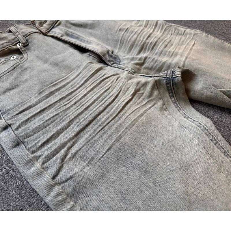 Brand New Rick Washed Blue Zipper Pocket Fit slim fit PANT Cotton Denim Pants Comfort Casual Jeans Size S M L XL #B4 26Y0312