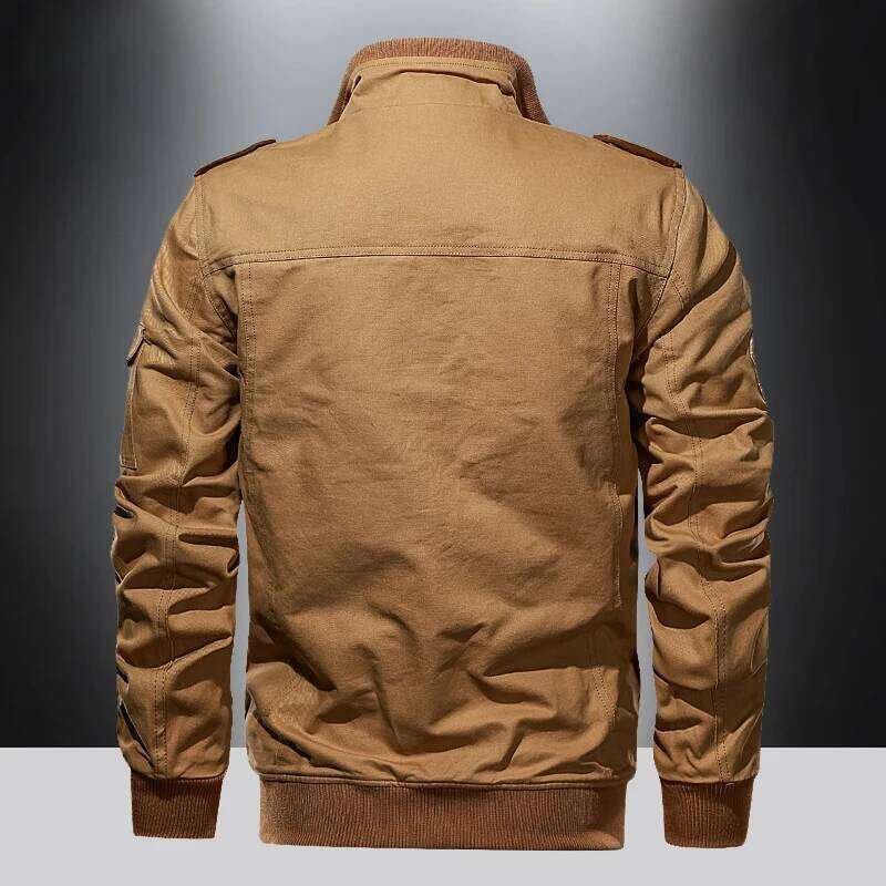 American style jacket for men's spring and autumn newmulti pocket outdoor pure cotton casual workjacket stand up collar top 26H0311