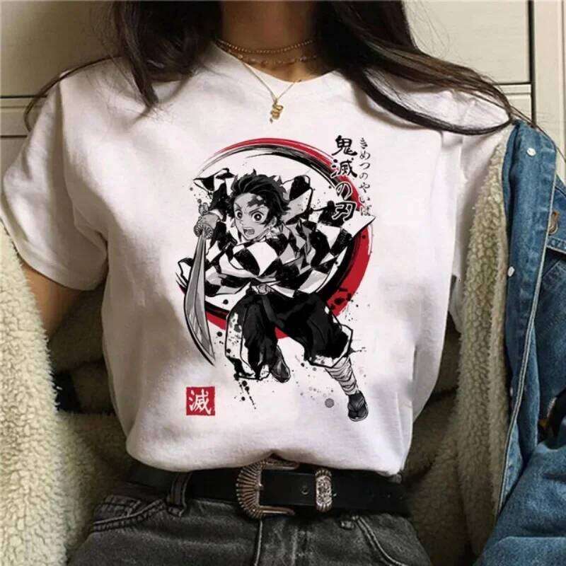 Japanese Anime T-shirt Demon Slayer Oversize Women Clothing Nezuko Kawaii Tees Tanjirou O-Neck Graphic Female Tshirt Manga Tops Z260312