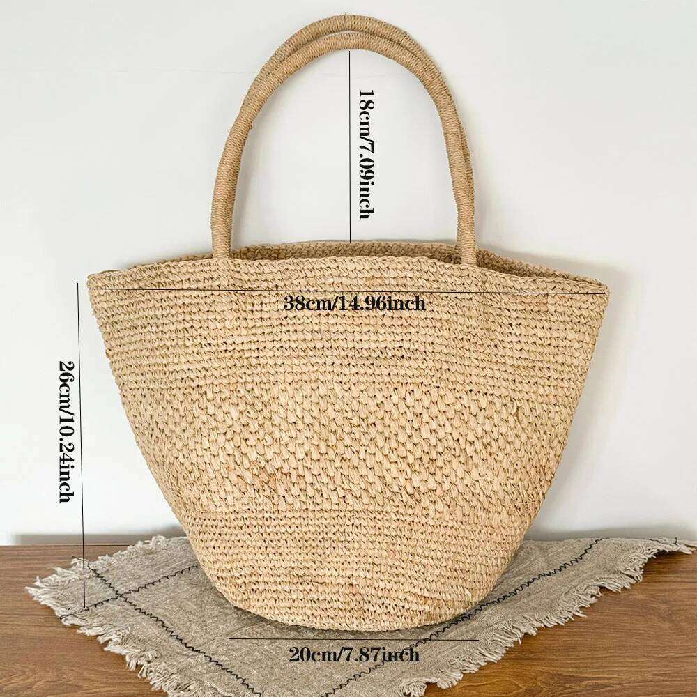 Straw Bag Women - Handmade Raffia Woven Tote Handbag, Summer Mesh Beach Purse For Vacation Holiday WONST