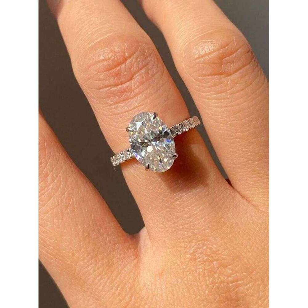 925 Sterling Silve Zirconia 1-4.5CT Gorgeous Shiny Oval Stone Ring For Women Engagement Wedding Luxury High Quality Fine Jewelry H260312