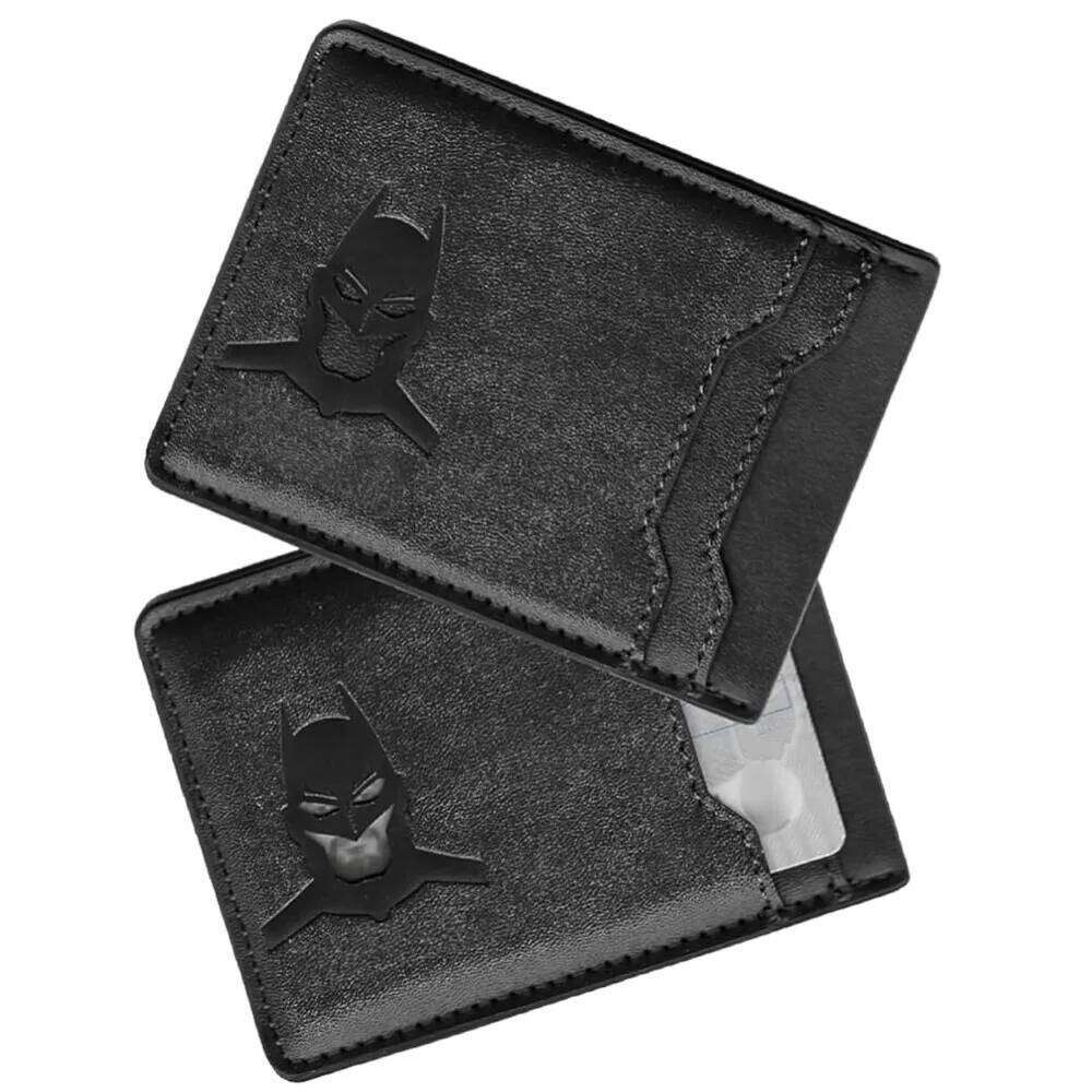 Bat ID Slim Leather Card Holder Case Wallet With Super Hero Mask Gift For Dad Son Boyfriend Husband Anniversary Birthday