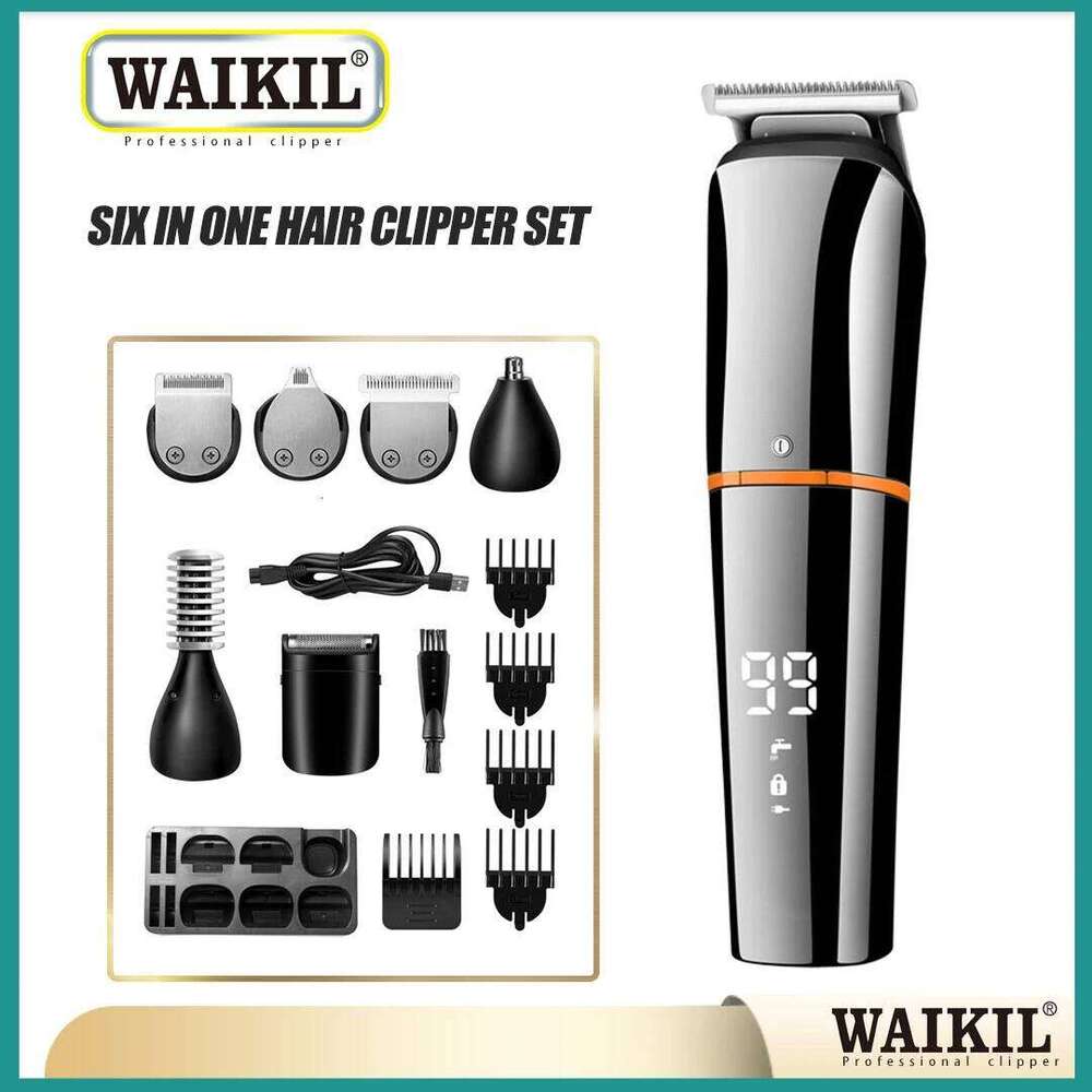 WAIKIL Multi functional 6-in-1 hair clipper USB charging model trimmer battery intelligent digital display repair machine C260312