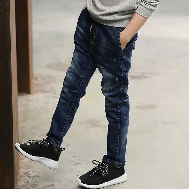 DIIMUU 411 Years Boys Clothes Slim Straight Jeans Young Pants Kids Baby Children Denim Clothing Trousers Elastic Waist Bottoms 260311