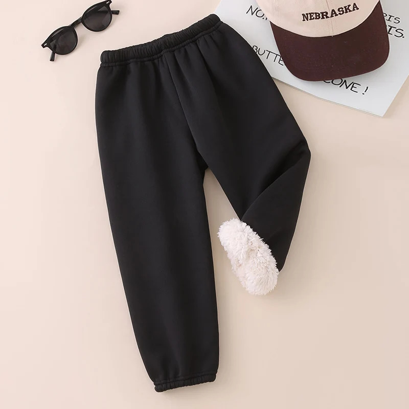 Autumn And Winter Childrens Plush Warm Sports Casual Pants For Boys Girls Solid Color Fashion Thick Windproof Harun 260311
