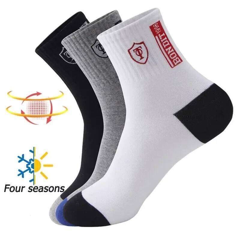 Hot sale Men's Sports 5 Pairs Summer Casual Sweat Absorbent Comfortable Thin Breathable Middle Tube Basketball Socks Z260312