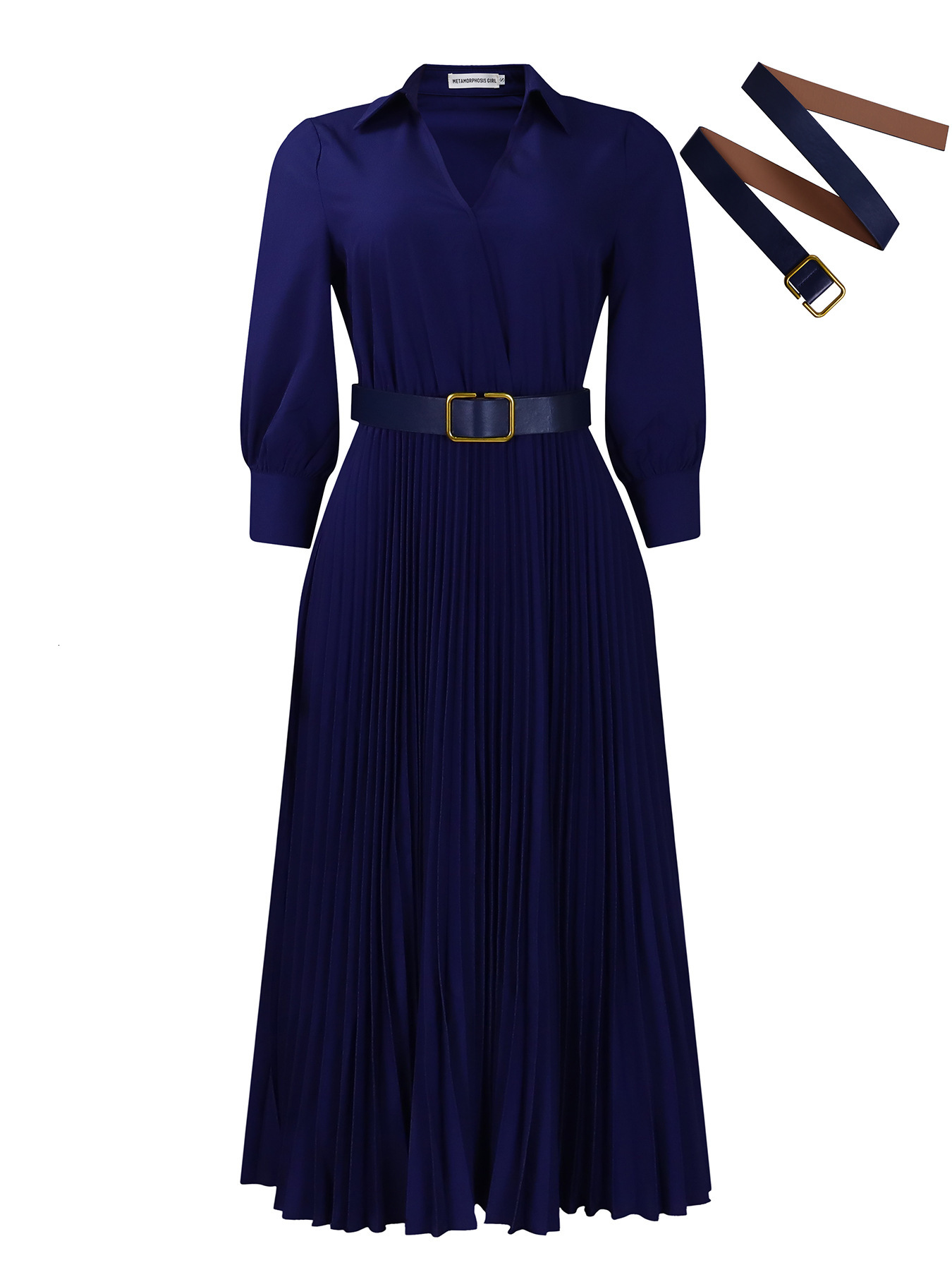 D4722024Spring New Womens Solid Color Plus Size Dress