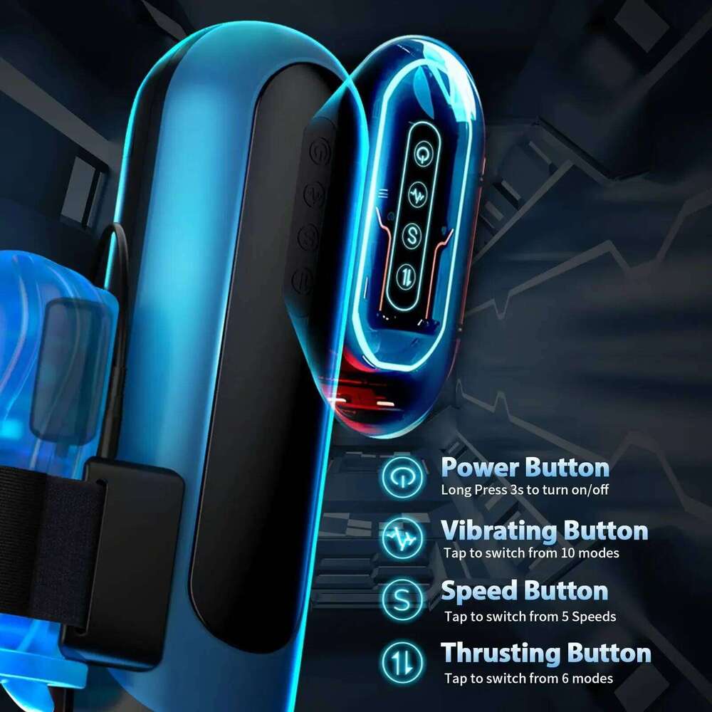 Automatic Male Masturbator Interchangeable Pocket Pussy Blowjob Vibrator with 6 Types of Piston and 5 Speed Modes Adult Sex Toys Z260312