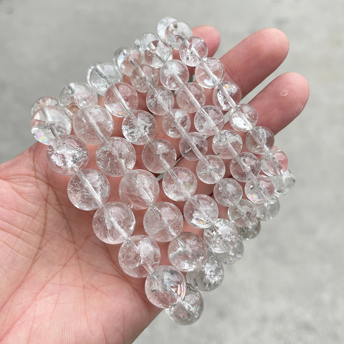 JD Natural Stone Azeztulite Rock Quartz Cracked Crystal Bead Bracelets Women Men Reiki Healing Stretch Jewelry Couple Party Gift 260302
