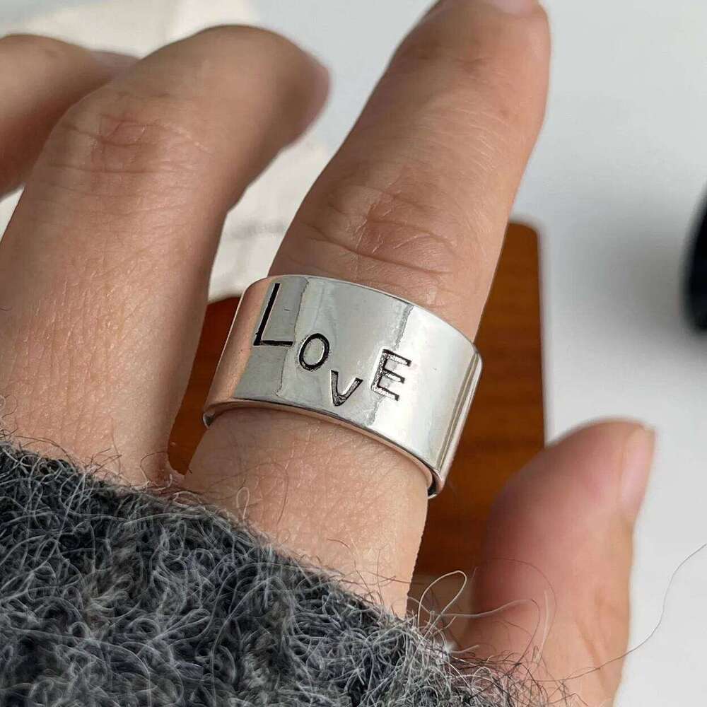 925 Sterling Silver Rings Women Geometric Fine Jewelry Finger Adjustable Simple Wide Ring For Party Birthday Gift H260312