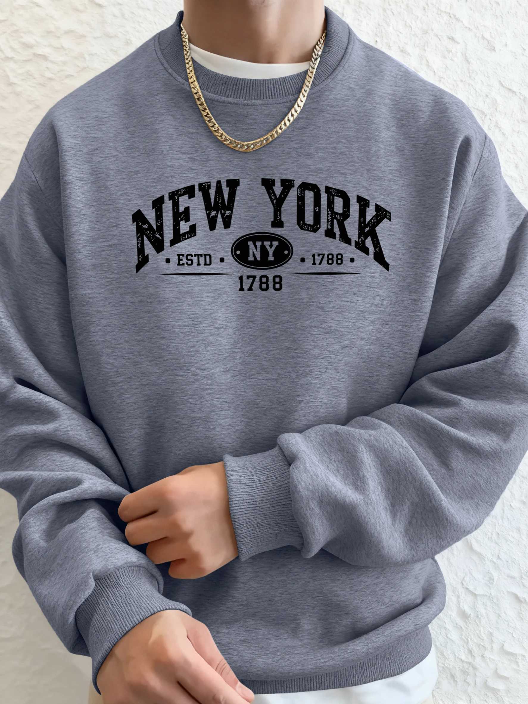 New York Estd 1788 Printed Autumn Sportswear ManS High Street Fleece Hoody Casual Comfortable Clothing Loose All-Match Hoodies M260312