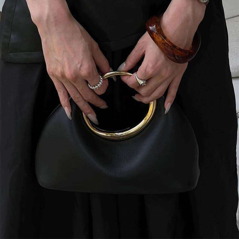 Fashion Women's Handbag Elegant Clutch Purse Metal Top Handle Evening Retro Small PU Leather Bag WONST