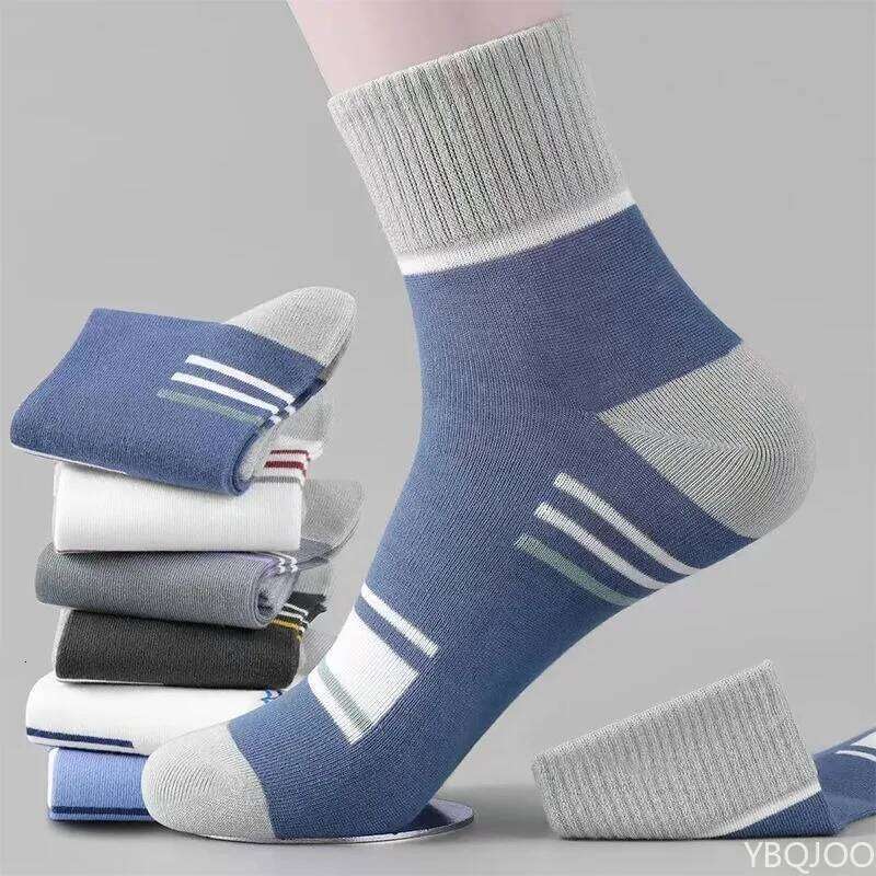 5 Pairs Lightweight breathable Mid-calf Spring Autumn men Thin Fashionable versatile Sports Socks Z260312