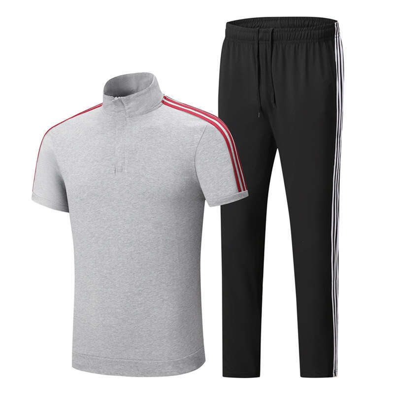 Summer New Men's Women's Stand Collar Short Sleeve Shorts Long Pants Set For Outdoor Sports Training And Casual Parent-Child Wear