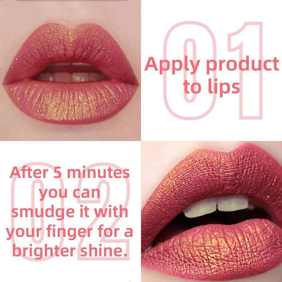 1PC Glitter Metallic 14 Colors Glaze Shiny Long Lasting Gloss Liquid Lipstick Korean Makeup Oil Lip Tint Gifts W260311