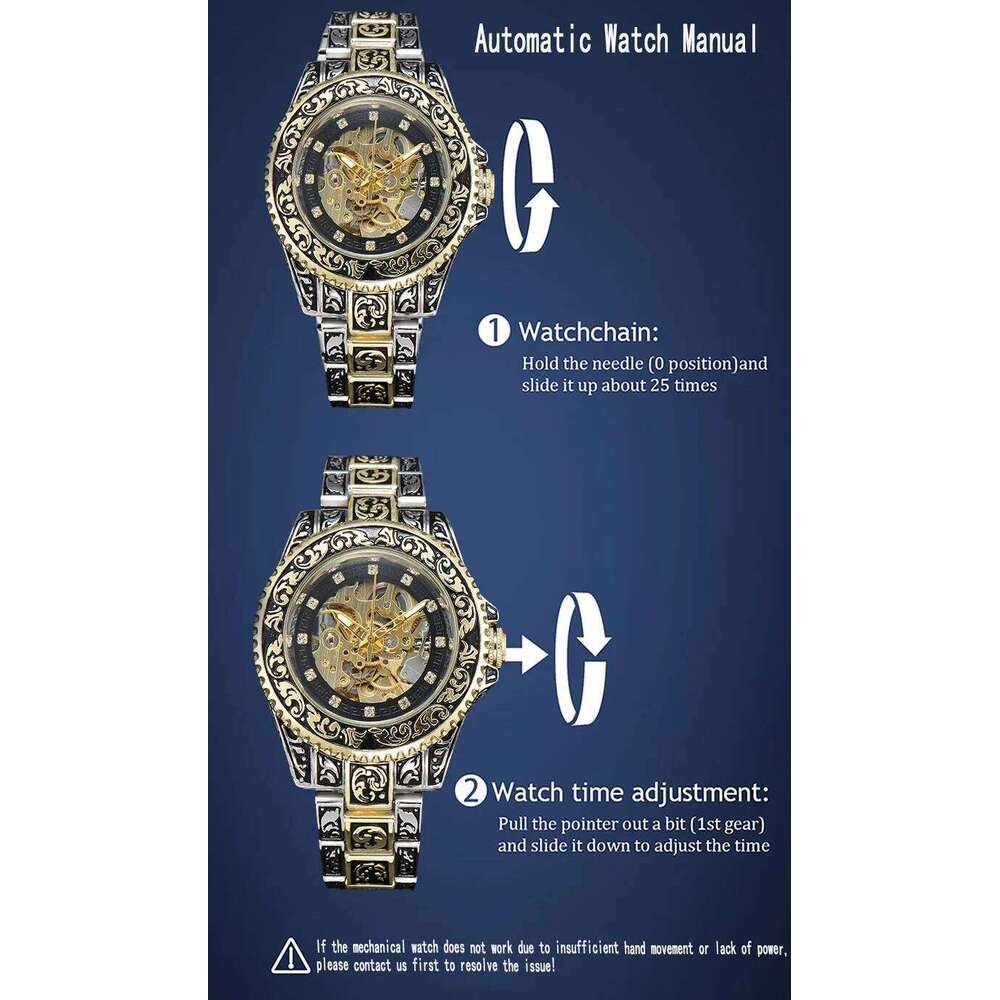 LONGLUX automatic retro luxury mechanical watches alloy carve wholesale waterproof no logo mens watch men gift