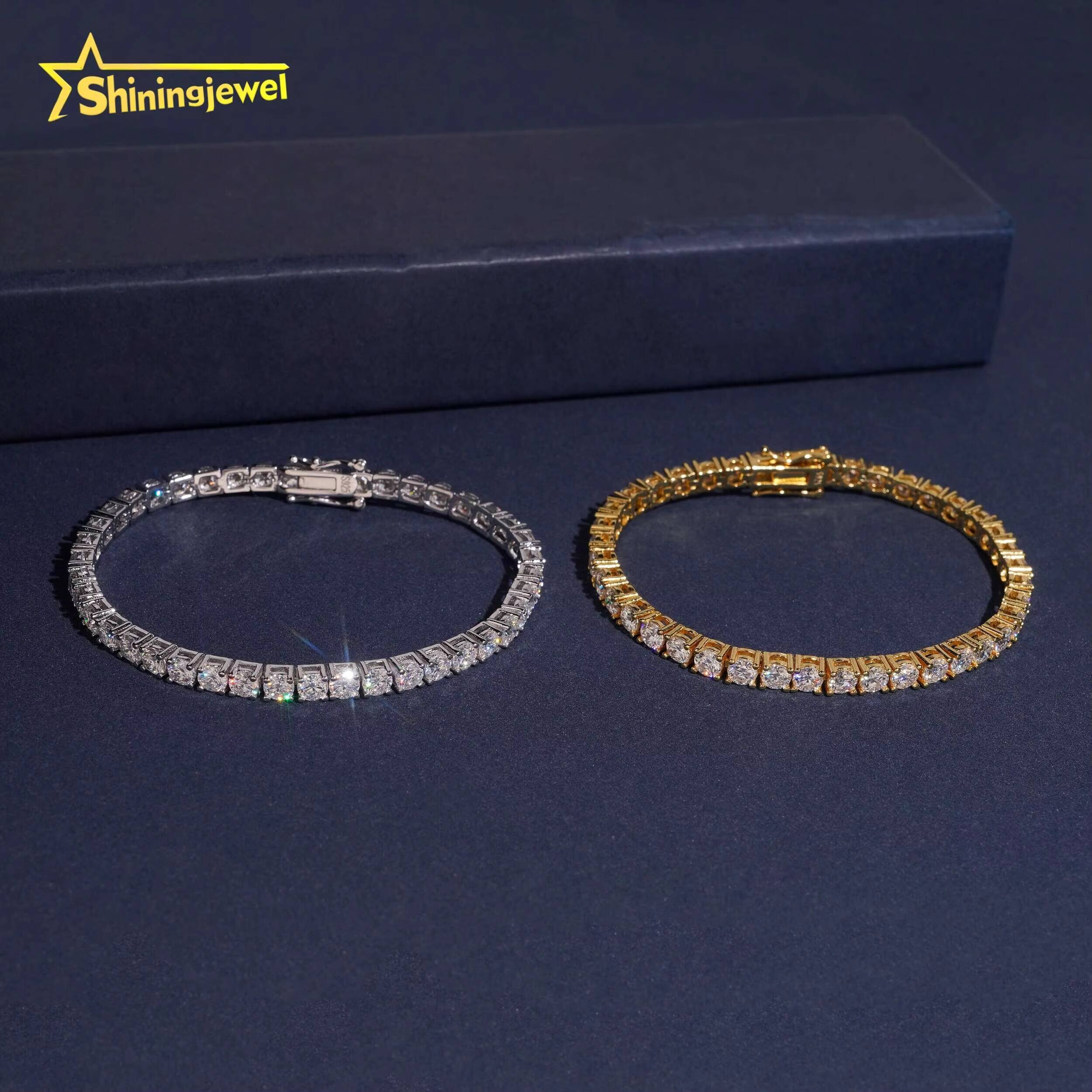 USA Warehouse Hot Selling 3mm Fast Delivery Pass Diamond Tester 925 Moissanite Tennis Bracelet Tennis Chain Moissanite