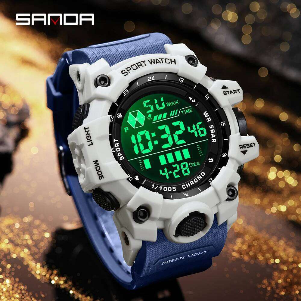 SANDA 6229 Fashion Watch Multi functional Sports Waterproof Night Light Timer Luxury Men's Electronic Watch-1