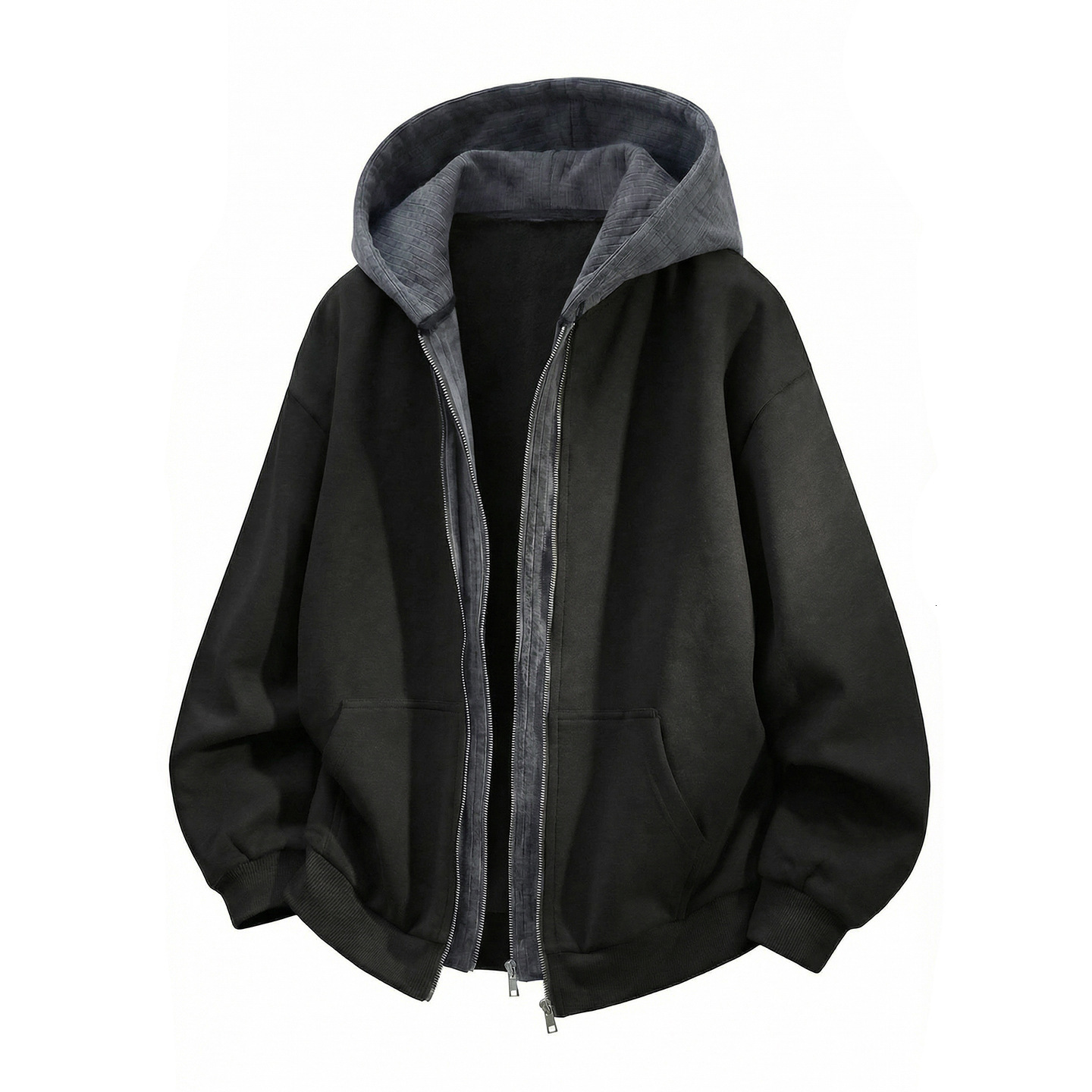 Color-block Knitted Patchwork Fake Two-piece Hooded Sweatshirt For Designer Hoodie Men Spring Heavy Texture Casual Hoodie Jacket