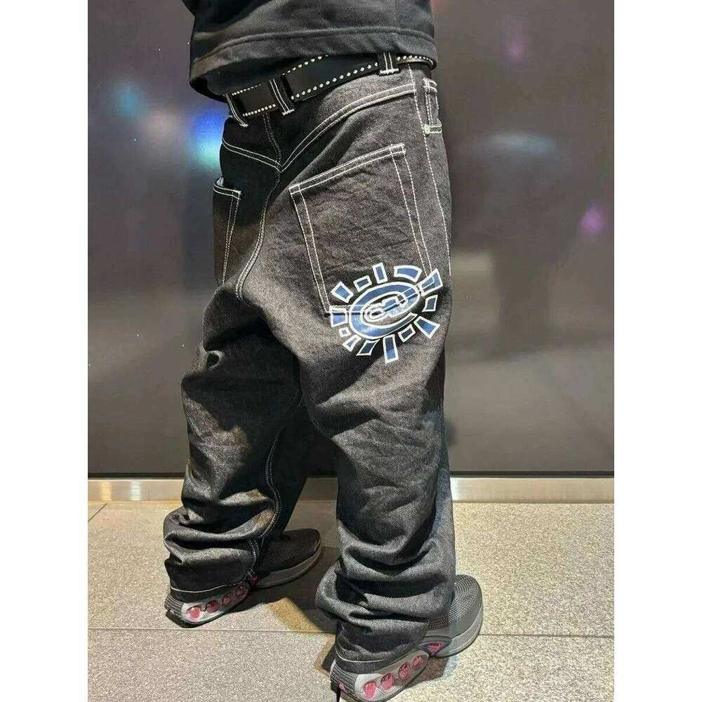 New Always High quality Printed Embroidery Straight Black Pants Jeans Trend Street Wear AlwaysJeans Men 26Y0312