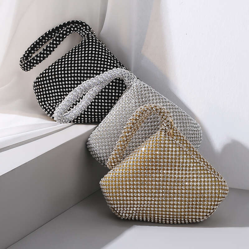 Factory Direct Sale Cross-border Pure Handmade Rhinestone Landmine Evening Handheld Banquet Bag Women's Handbag Small