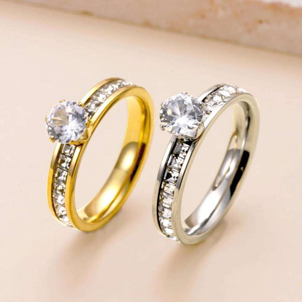 Zircon Stainless Steel Ring For Women Finger Fashion Jewelry Accessories Party Gift H260312