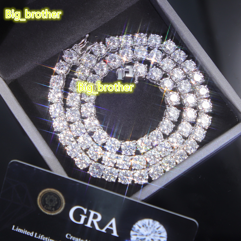 2026Factory Wholesale 925 Silver VVS Moissanite Tennis Chain 2mm 3mm 4mm 5mm 65mm Bracelet Necklace Hip Hop Style for Pendant