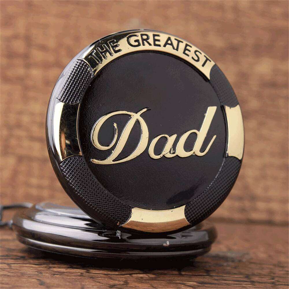 Fashion Casual Men'S Quartz "The Greatest Dad" Engraved Round Dial Men's Pocket Watch for Father's Day Gift Reloj