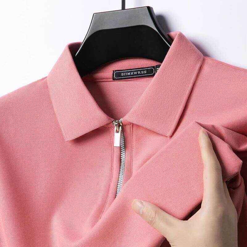 Summer New Men's Casual Slim Fit Polo Shirt Flip Collar Breathable Half Zipper Short Sleeve Top Solid Color Comfortable T-shirt 26H0312