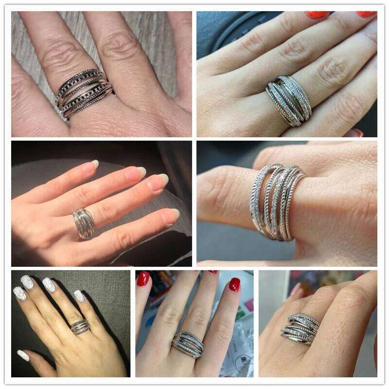 Huitan Silver Color Multiple Row Shiny CZ Metallic OL Style Office Lady Versatile Finger Rings for Women Fashion Jewelry H260312
