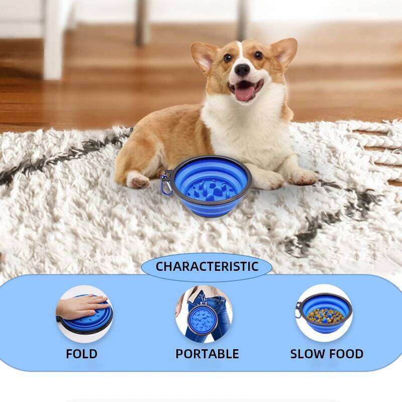 Pet Slow Food Bowl Dog and Cat Anti-choking Feeder Outdoor Travel Portable Foldable TPE Bowls Anti-gulping Feeding Pets Supplies 26Y0312