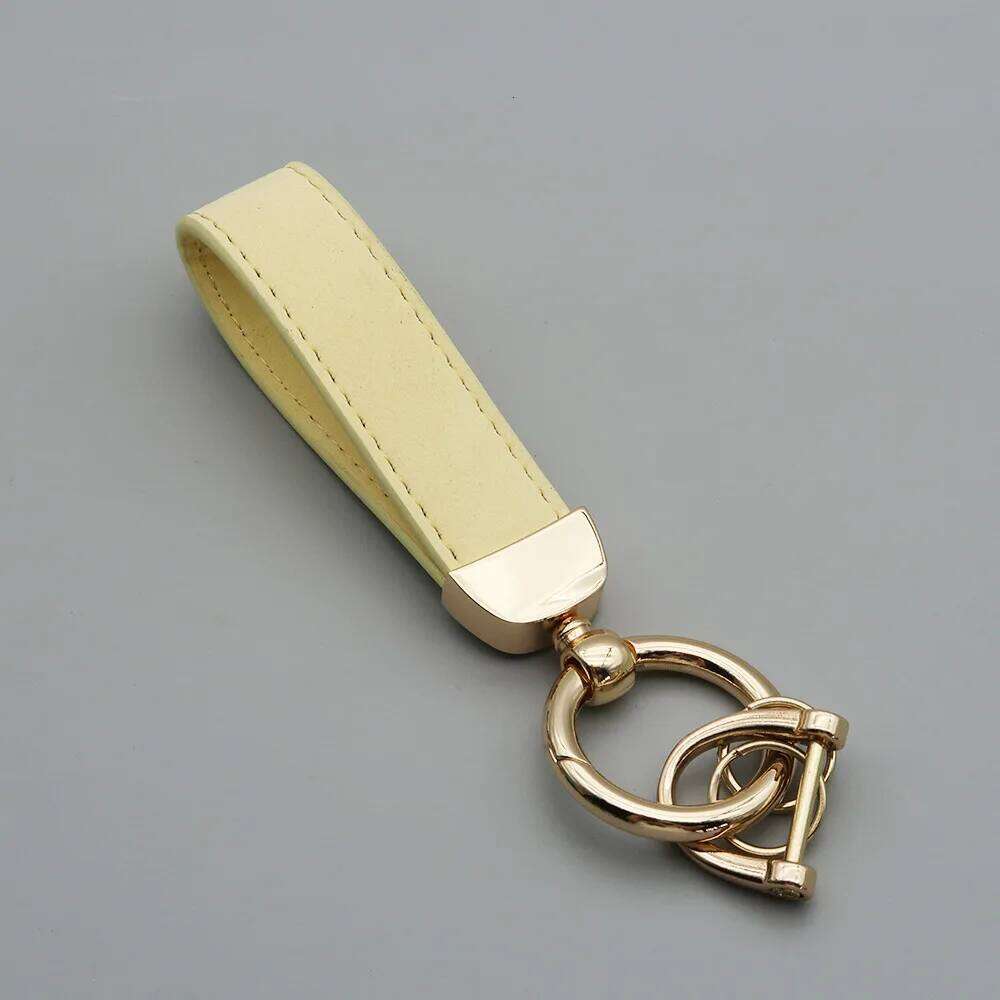 Custom LOGO Suede Leather Keychain Vintage Laser Engrave Car Holder for Men and Women Personalized Key Chains Ring